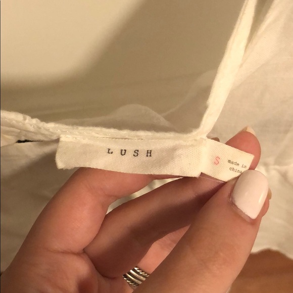 White Linen Top with Ruffle - Picture 2 of 2